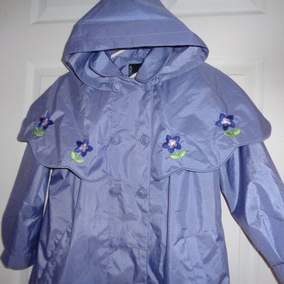 GIRL'S VINTAGE ROTHCHILD FLORAL JHOODED TRENCH COAT SIZE 8, LAVENDER - Picture 3 of 6